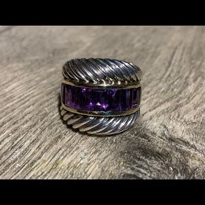 David Yurman Amethyst Ring Sterling Silver & Gold